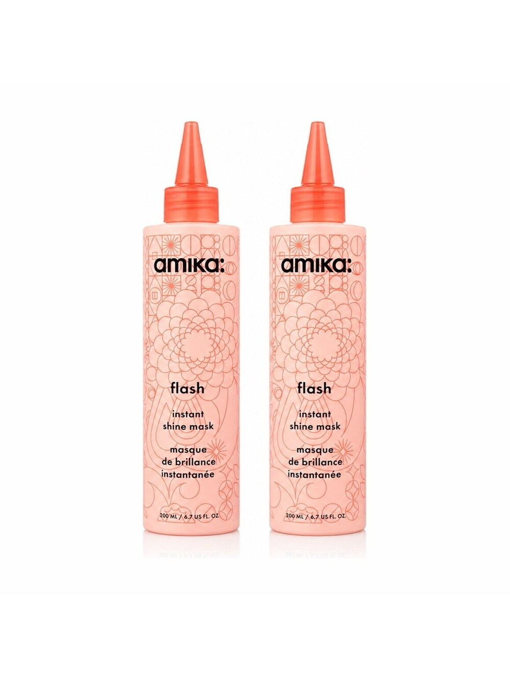 2x Amika Flash Instant Shine Mask 6.7 fl oz 200ml Hair Treatment Gloss